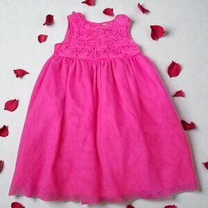 CARTER’S Pink Overlay Rosebud Sleeveless Dress Girls Size 5T Flower Girl